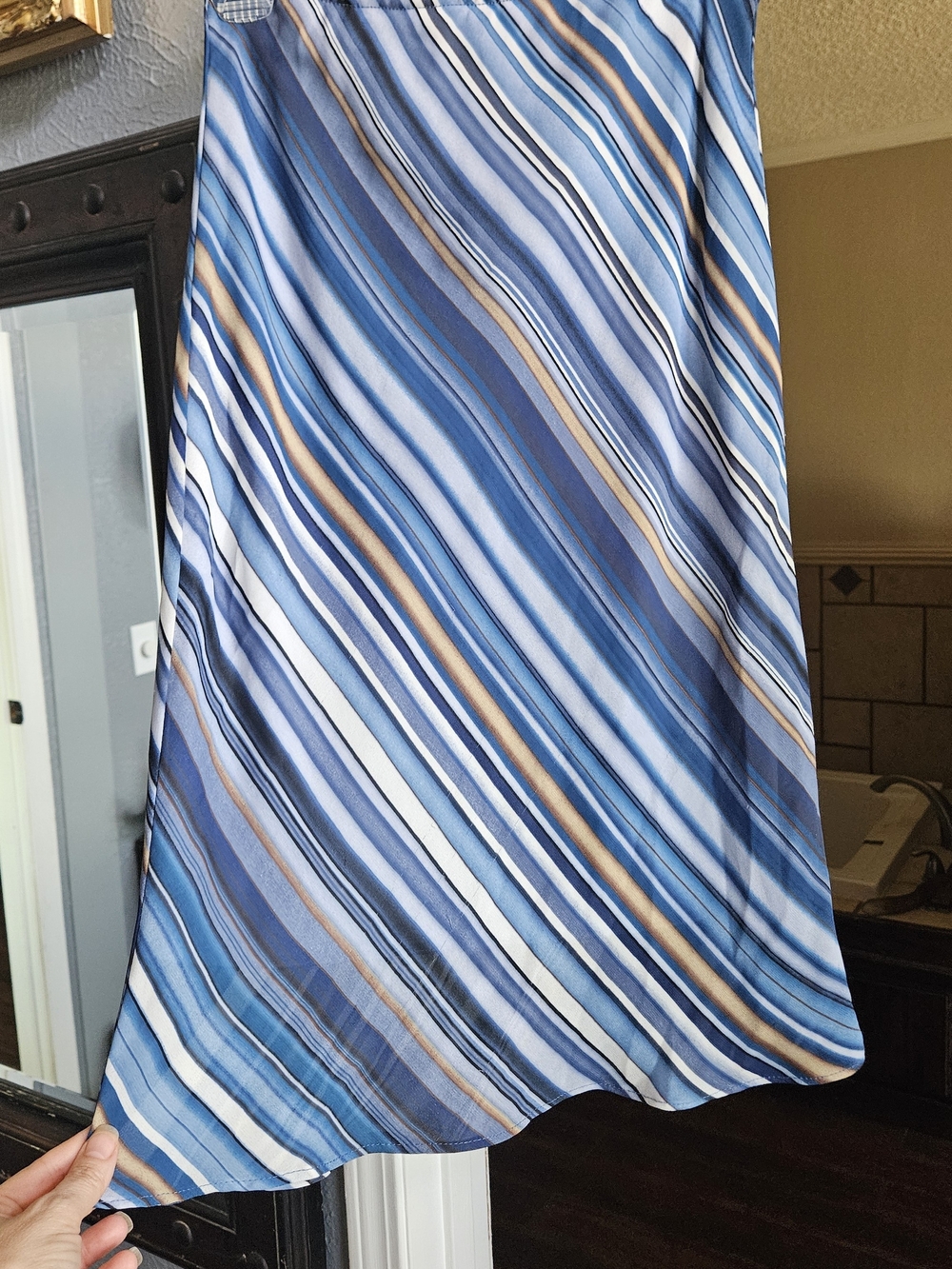 Blue Striped A-Line Skirt - Classic Women's Skirt